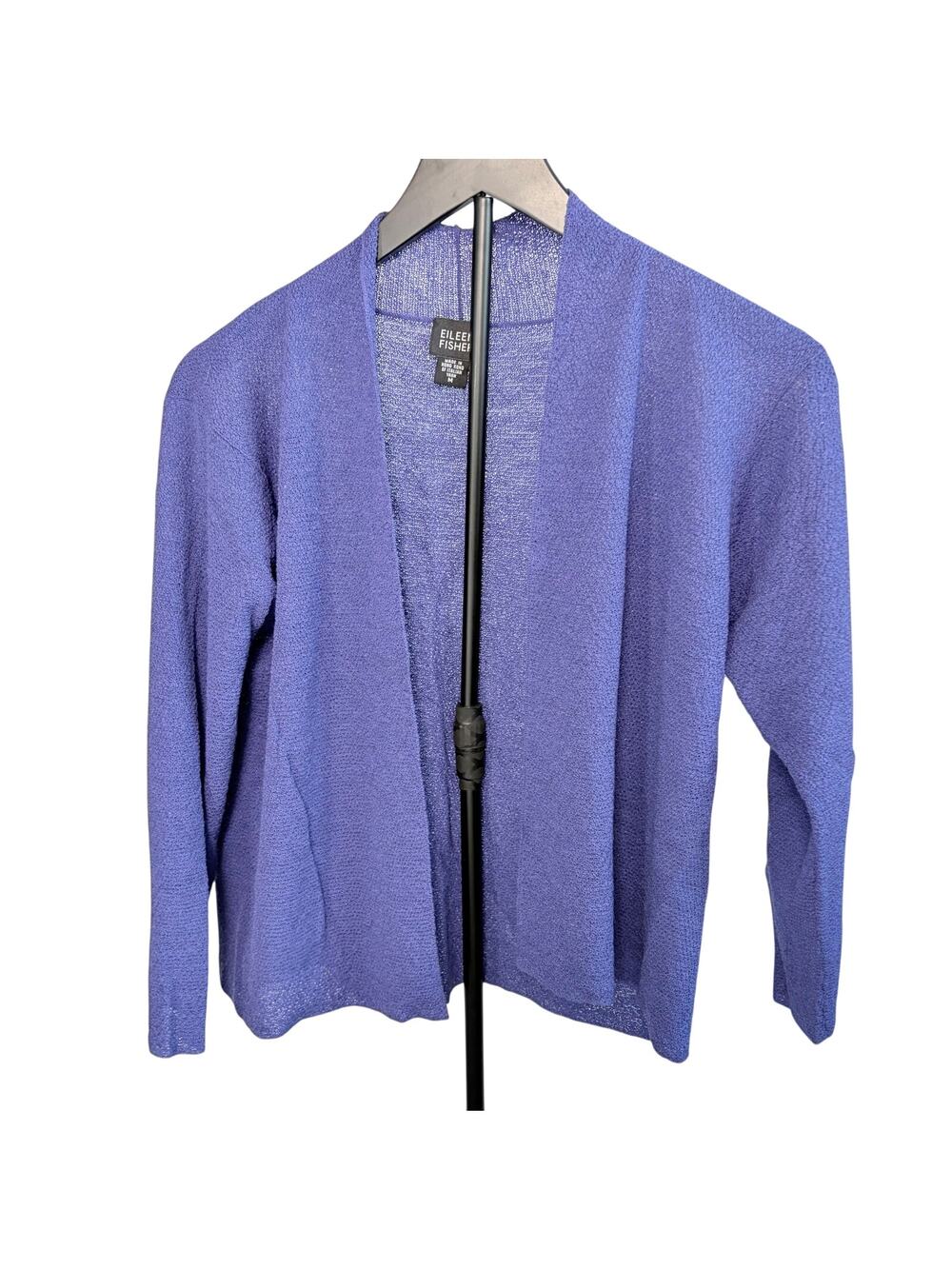 Eileen Fisher purple blue lightweight wool cardigan. 3/4 sleeve. Size M. luxury